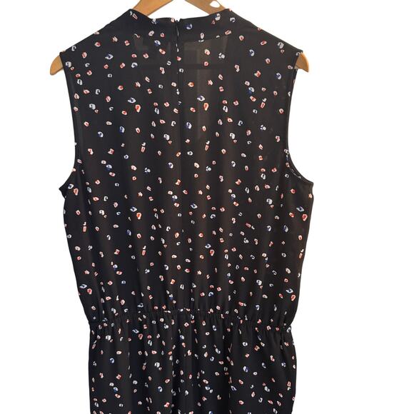 Vince Camuto Jumpsuit Women's M Black‎ Floral Design Sleeveless Front Tie - Picture 5 of 11
